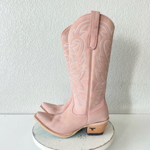 Lane SMOKESHOW Womens Cowboy Boots 8.5 Pink Western Cowgirl Mid Calf Pointed Toe - Picture 4 of 11